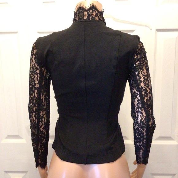VTG John Murrough Womens Black Knit Leather & Lace Button Up Jacket Size Small - Picture 6 of 11